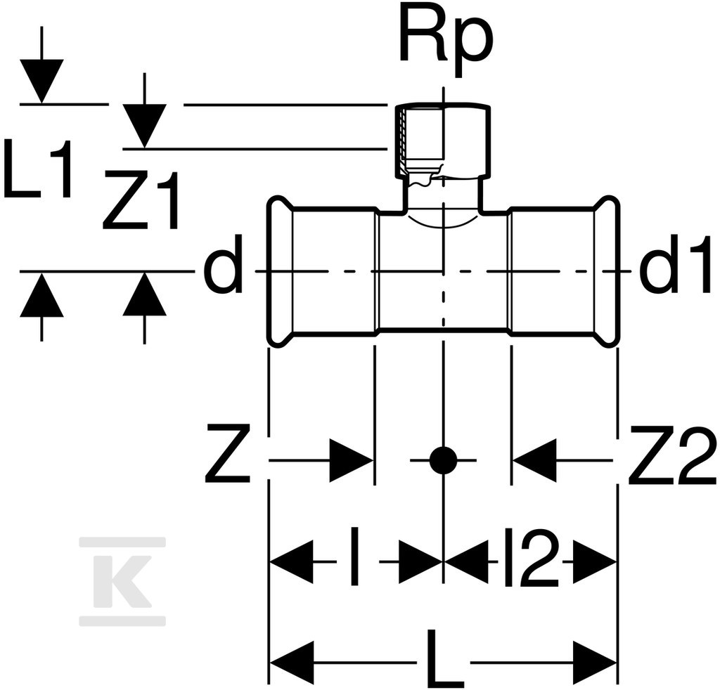 Trójnik Geberit Mapress Kupfer FKM - 52413