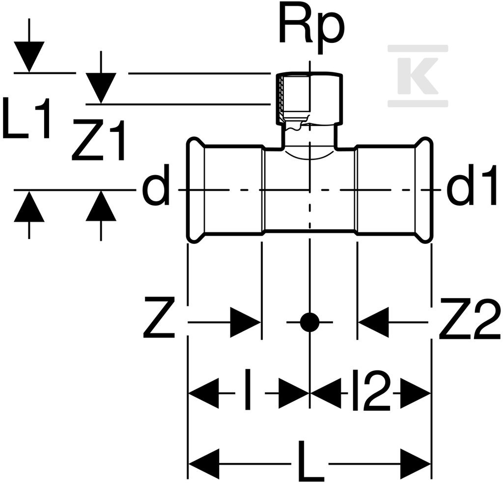 Trójnik Geberit Mapress Kupfer FKM - 52414