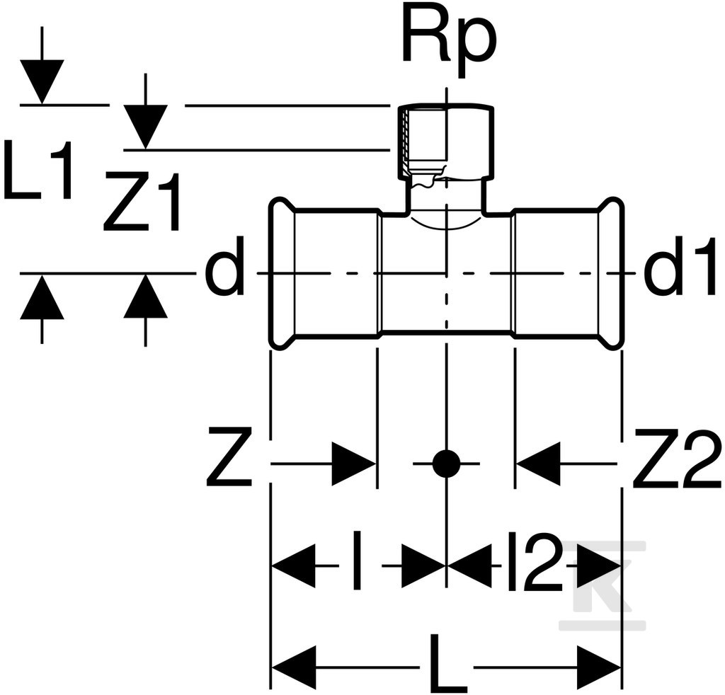 Trójnik Geberit Mapress Kupfer FKM - 52416