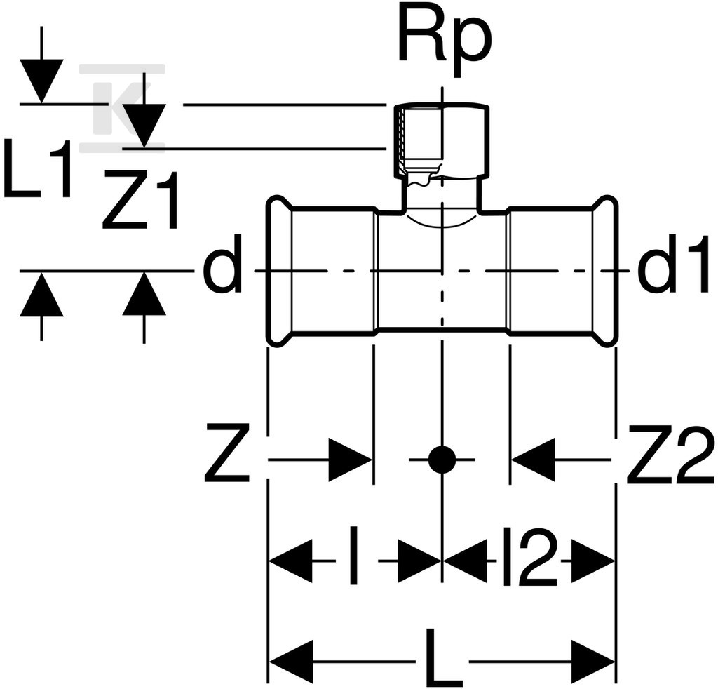 Trójnik Geberit Mapress Kupfer FKM - 52424