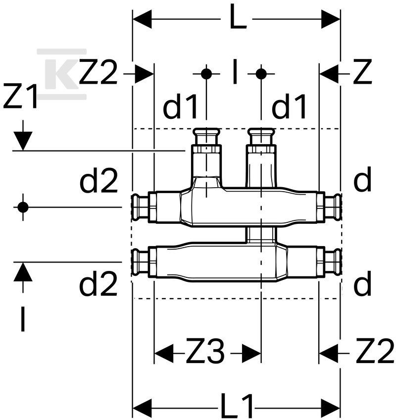 Geberit Mapress cross tee with - 63118