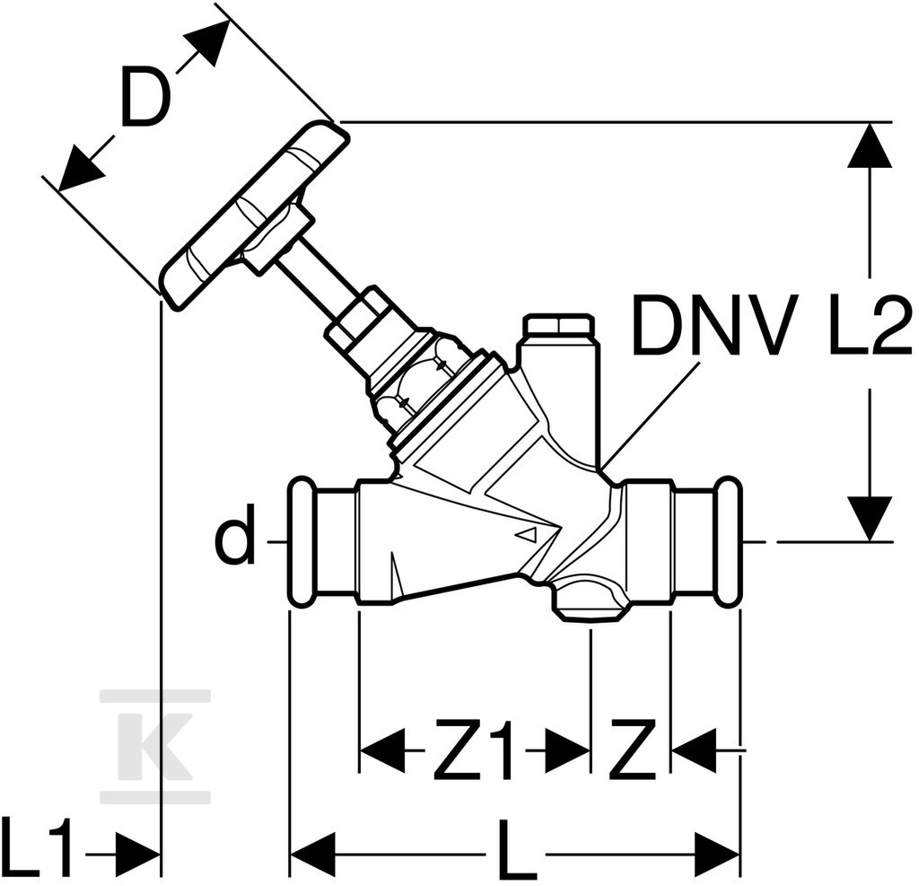 Zawór Geberit Mapress odcinający skośny - 94886