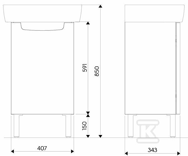 Dulap pentru lavoar Rekord 50 cm, alb - 89543000