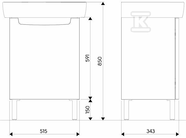 Rekord ormarić za umivaonik, 60 cm, - 89545000