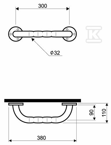 Lehnen Funktion rukohvat pravi 300 mm, - L1000102