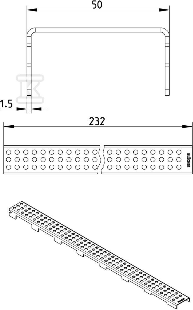 Linear grating for WaterLine channels, - 697.003.030