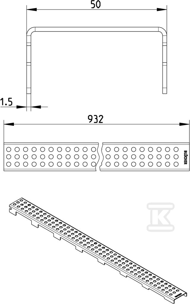 Linear grating for WaterLine channels, - 697.003.100