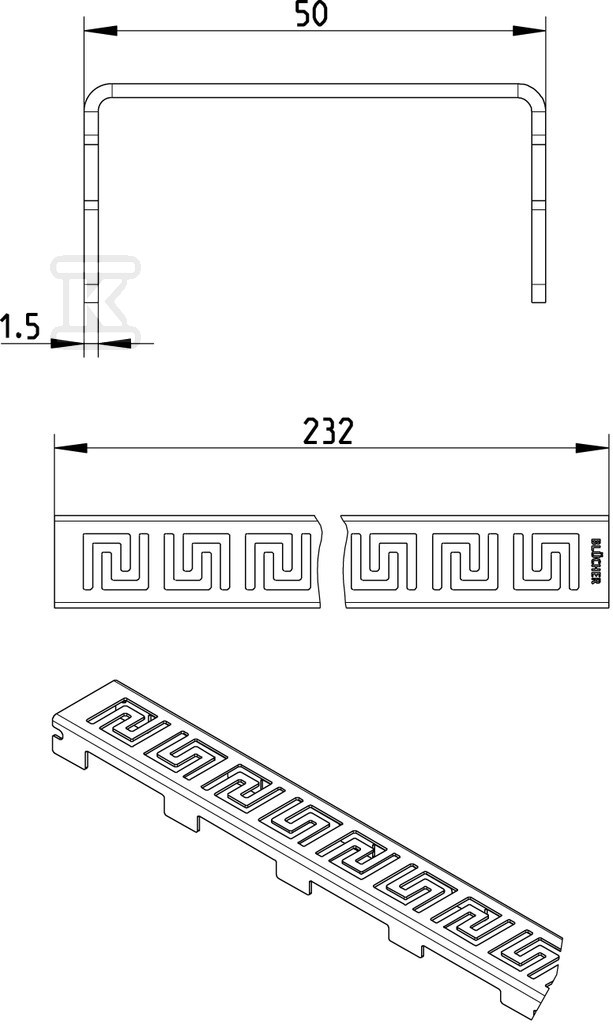 Linear grate for WaterLine channels, - 697.005.030