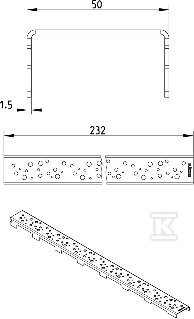 Linear grating for WaterLine channels, - 697.008.030