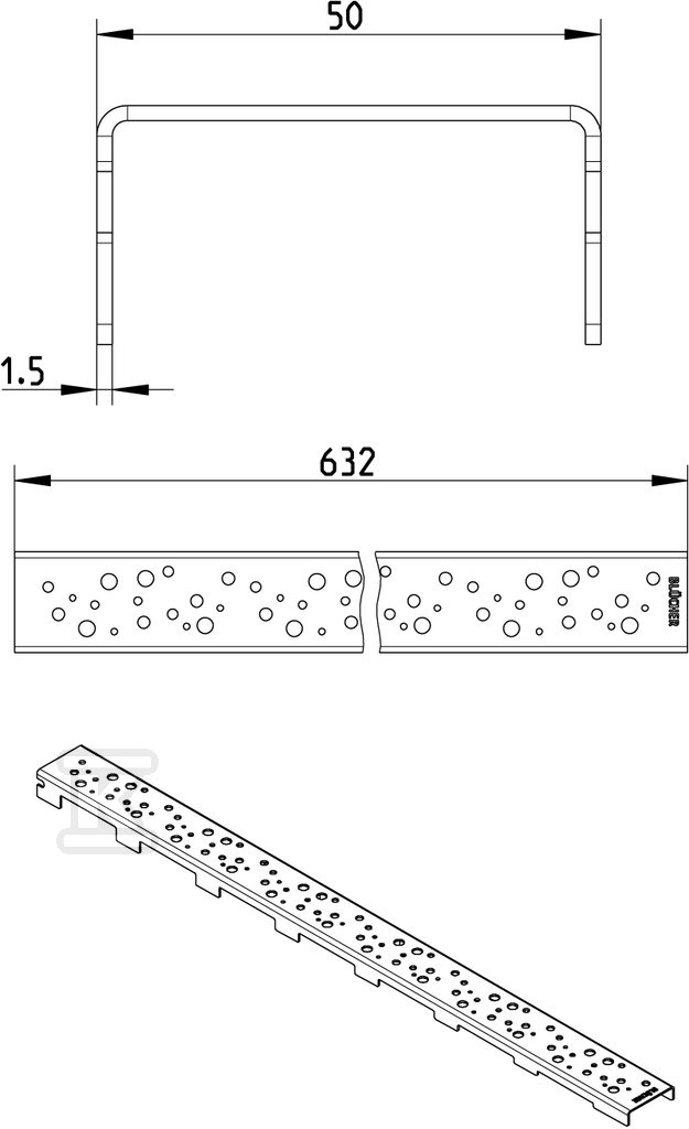 Linear grating for WaterLine channels, - 697.008.070