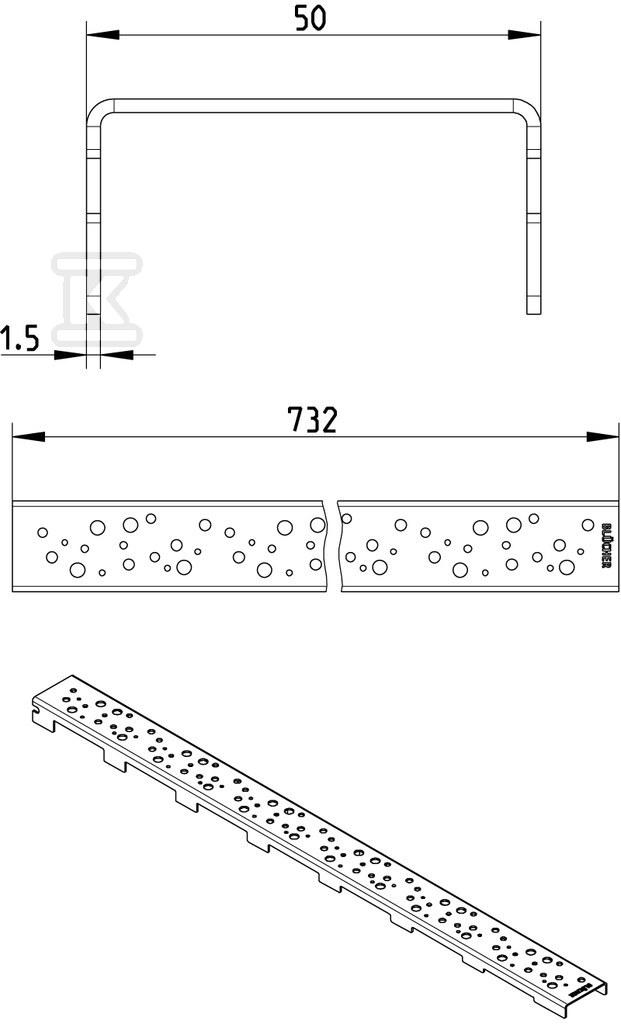 Linear grating for WaterLine channels, - 697.008.080