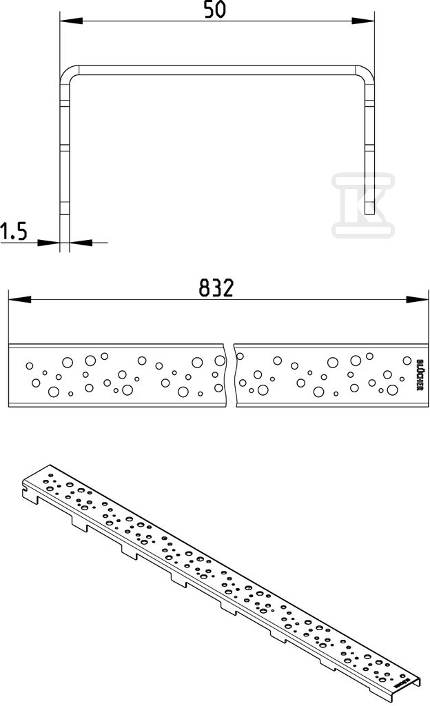 Linear grating for WaterLine channels, - 697.008.090