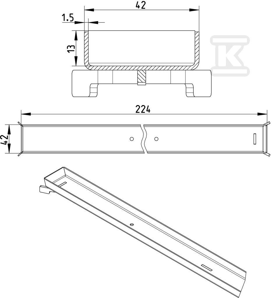 Linear grate for WaterLine channels, - 697.009.030