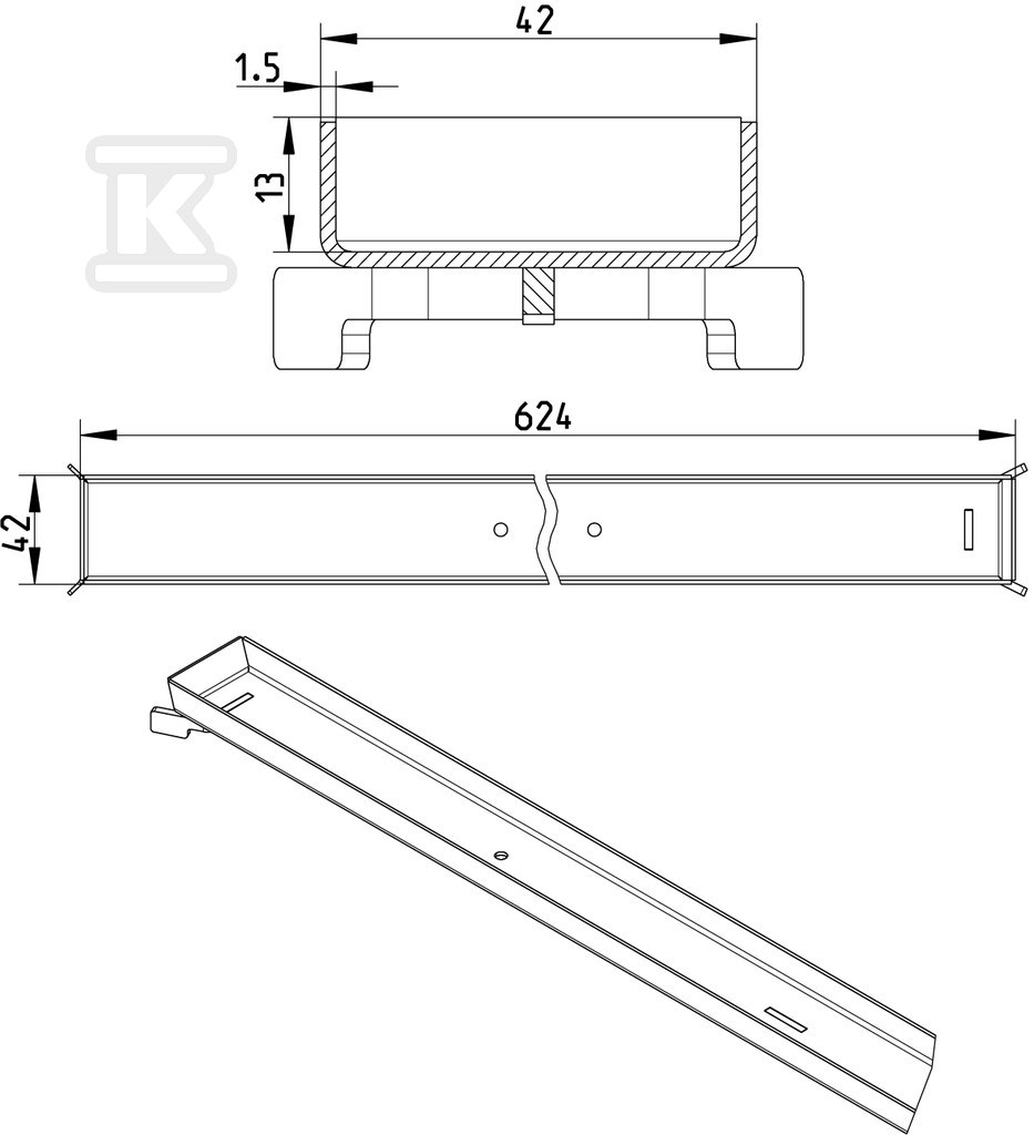 Linear grate for WaterLine channels, - 697.009.070