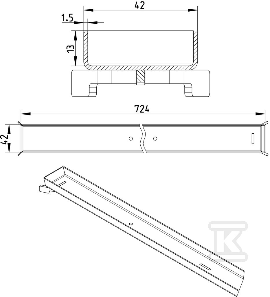 Line grate for WaterLine channels, - 697.009.080