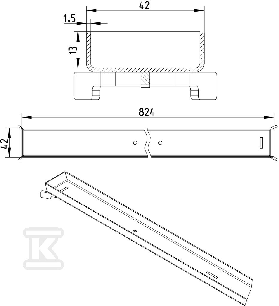 Linear grate for WaterLine channels, - 697.009.090