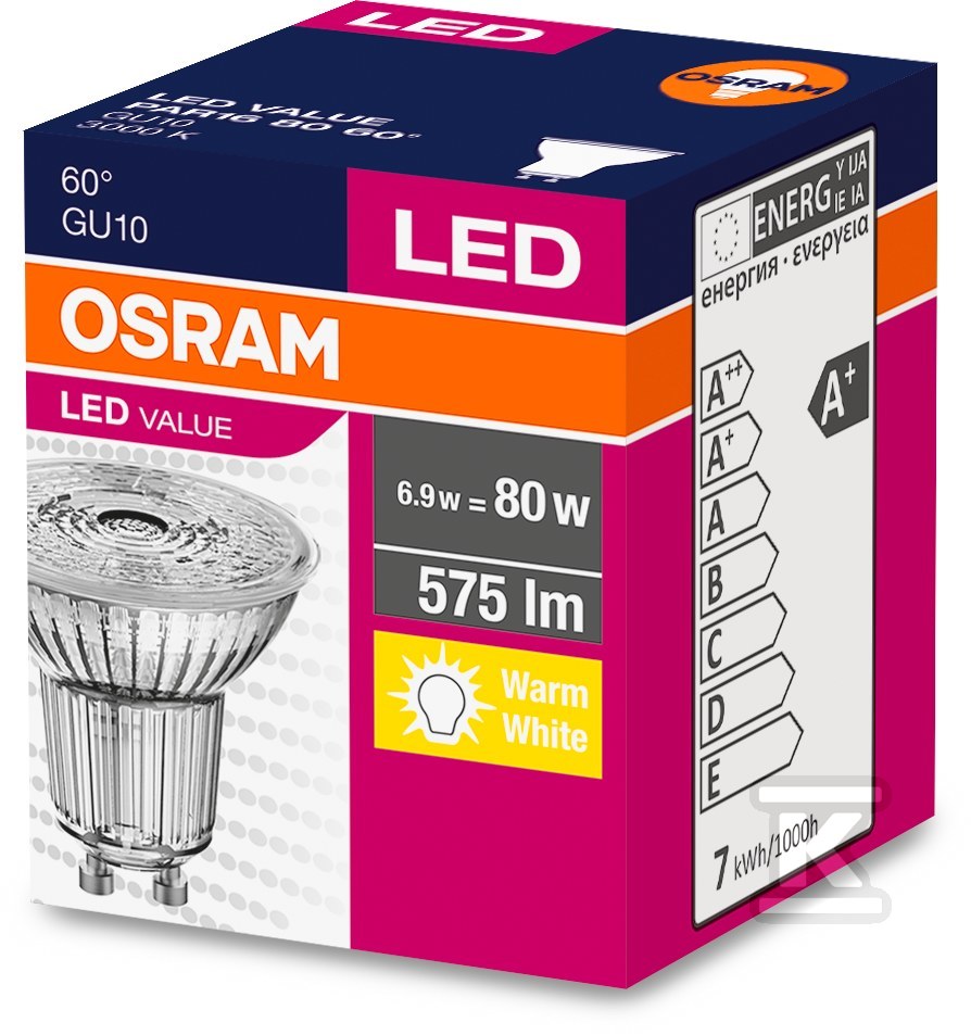 Żarówka LED VALUE PAR16 6.9W=80W/830 - 4058075096769