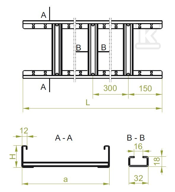 Драбина DUC100H80/3 N, товщина листа - 496010