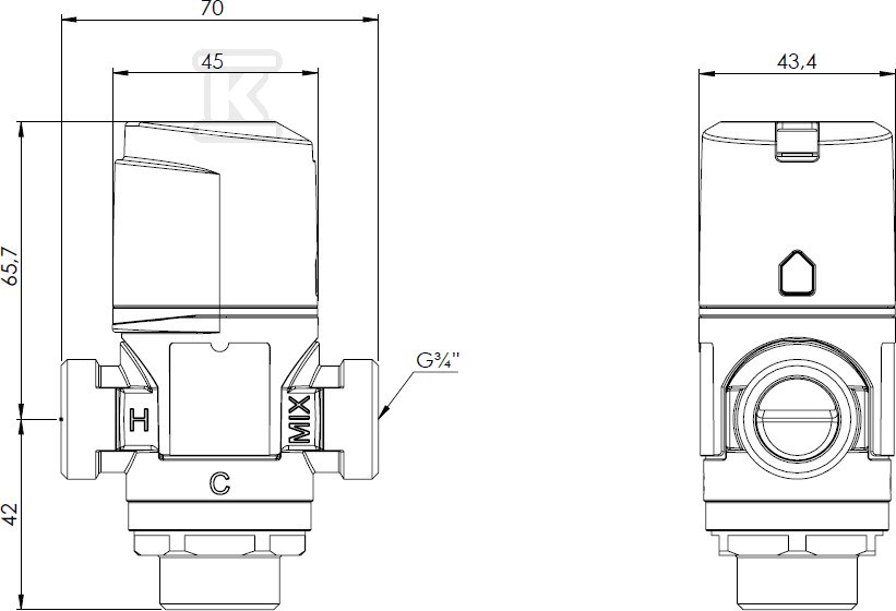 Termosztatikus keverőszelep ATM 341 - 1234110