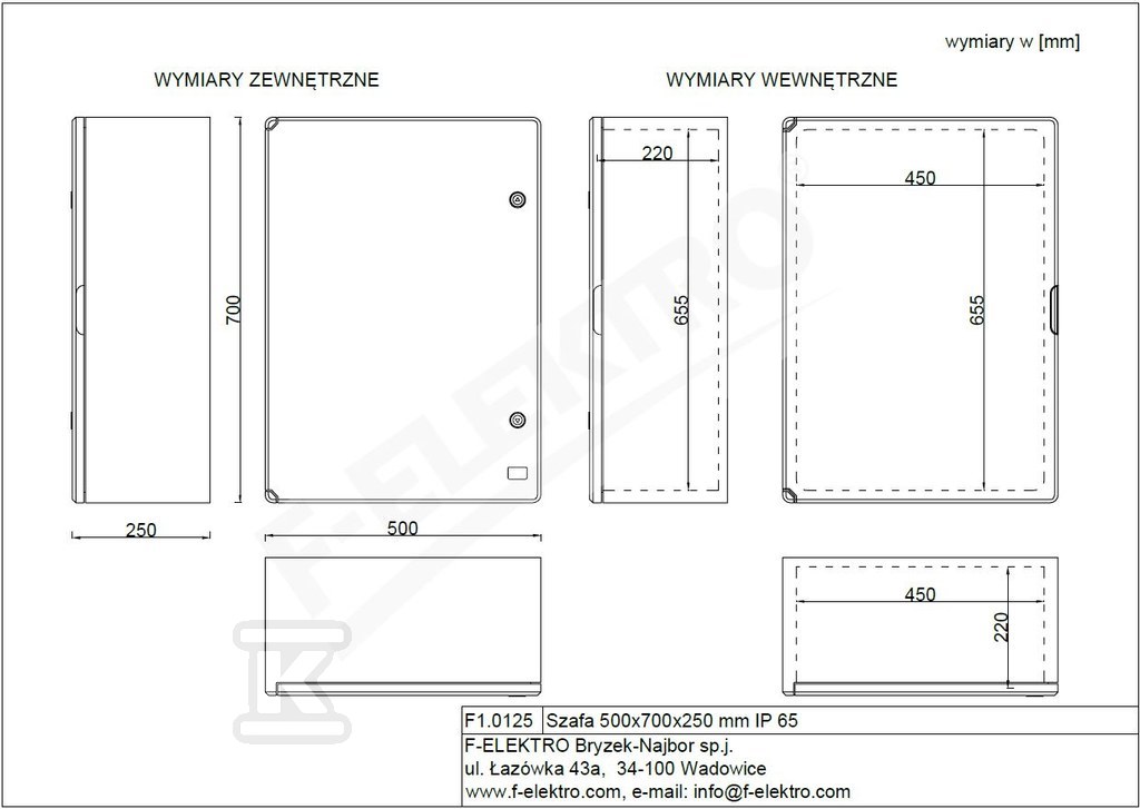 Housing 500x700x250 mm IP65 - F1.0125