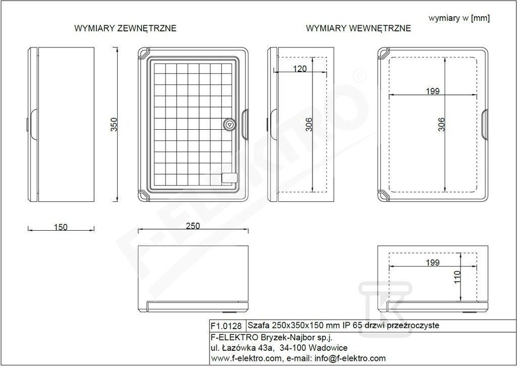 Casing 250x350x150 mm IP65 transparent - F1.0128