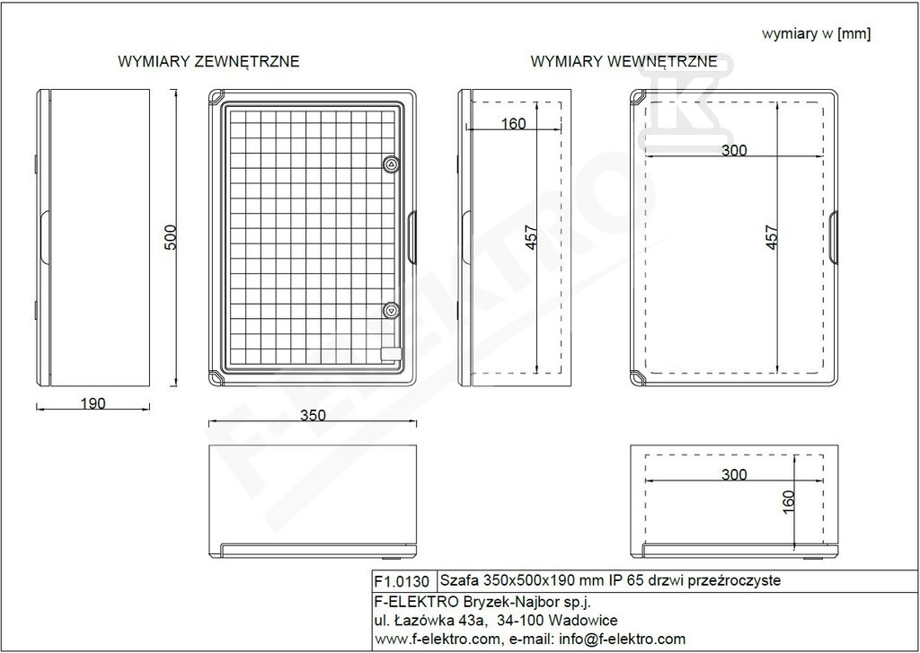 Housing 350x500x190 mm IP65 transparent - F1.0130