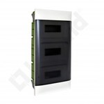 Flush-mounted distribution board PRACTIBOX S 3x12 transparent doors, for empty walls (36 modules)