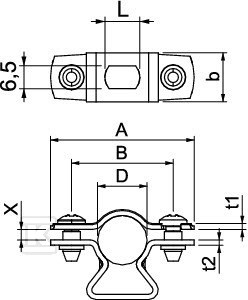 Distanční svorka, s otvorem typu ASL - 1362758