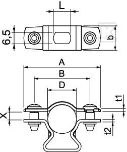 Distanční svorka, s otvorem typu ASL - 1362762