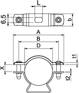 Distanční svorka, s otvorem typu ASL - 1362776