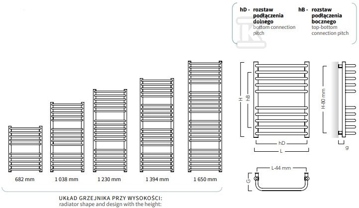 Radiator suport prosoape BOLERO 50/120, - BOL-50/120