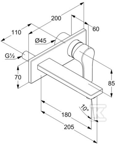 Bateria umywalkowa ścienna Kludi Zenta - 482470565