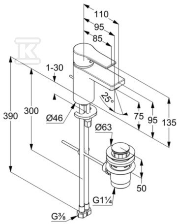 KLUDI ZENTA SL Single lever basin mixer - 482600565