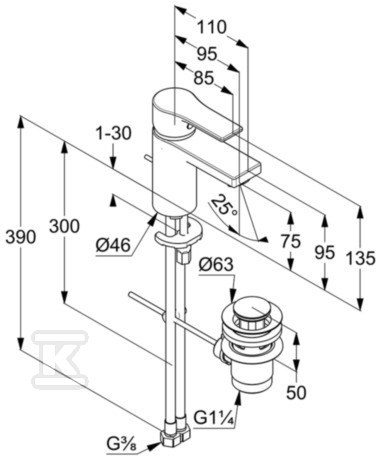 KLUDI ZENTA SL Single lever basin mixer - 482630565