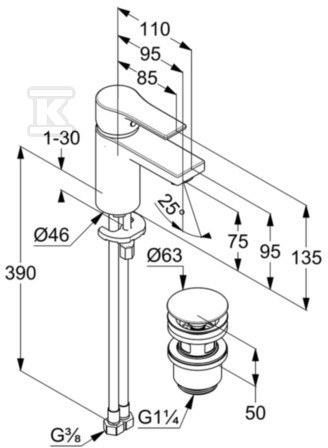 KLUDI ZENTA SL Single lever basin mixer - 482660565