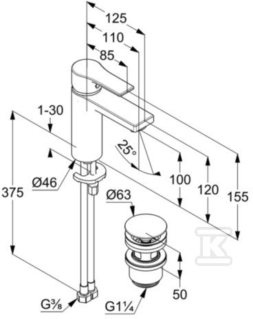 KLUDI ZENTA SL Single lever basin mixer - 482980565