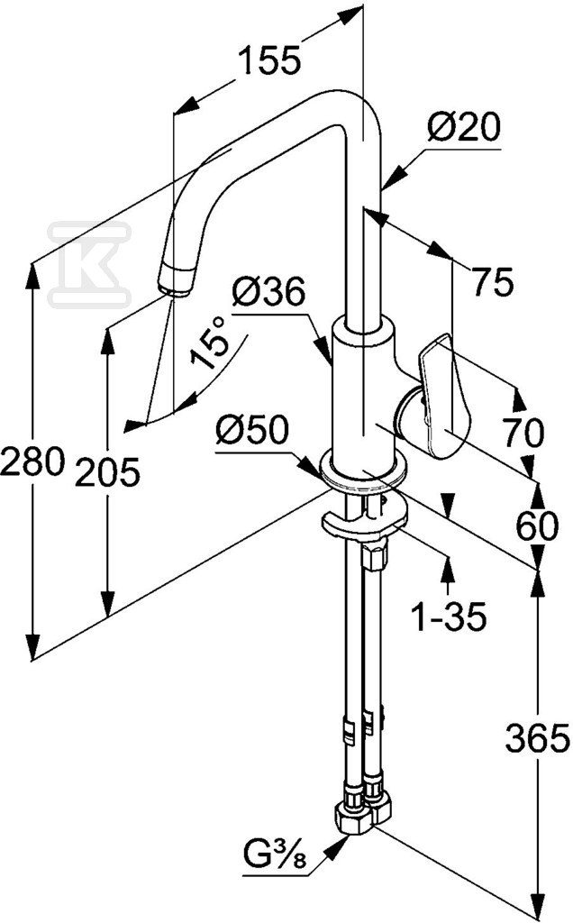 KLUDI PURE & SOLID Single lever basin - 340240575