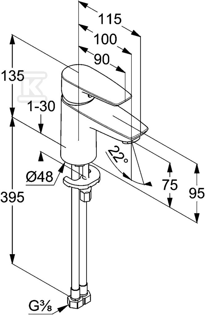 KLUDI PURE & SOLID Single lever basin - 340280575