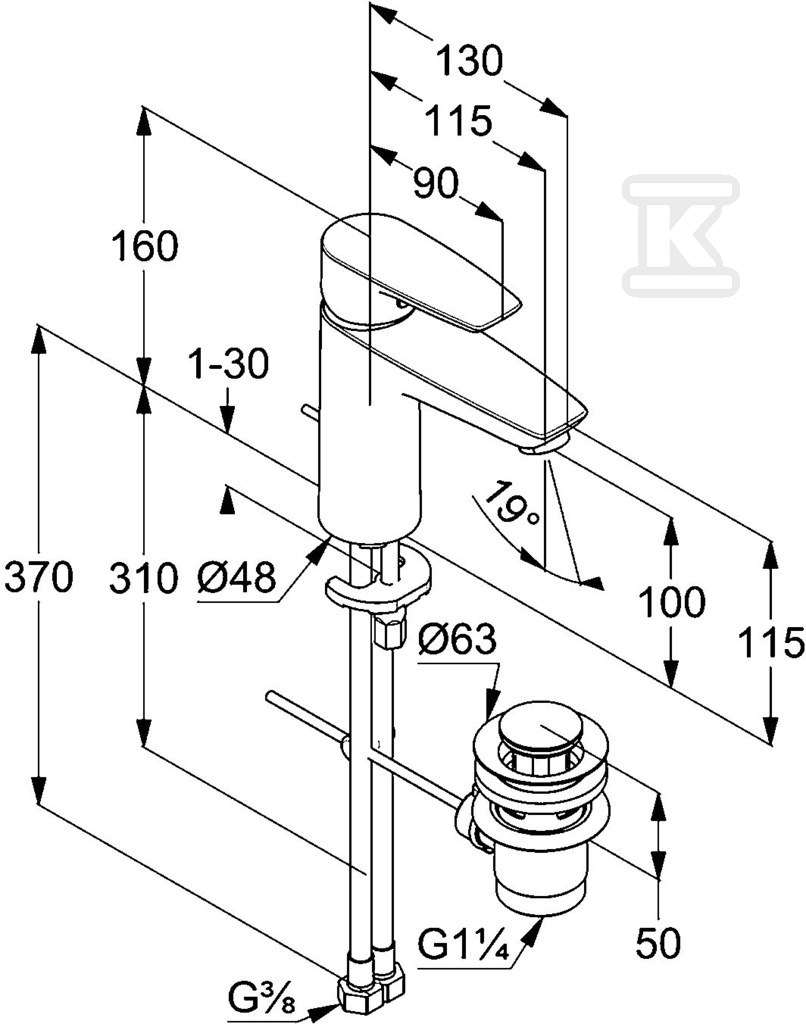 KLUDI PURE & SOLID XL Single lever - 342900575