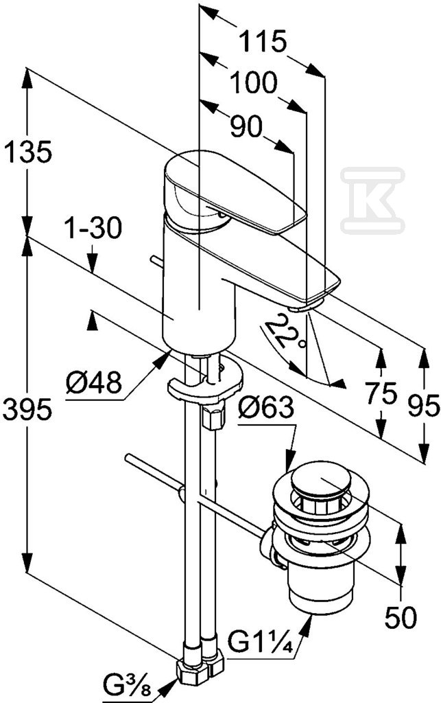 KLUDI PURE & SOLID Single lever basin - 343820575