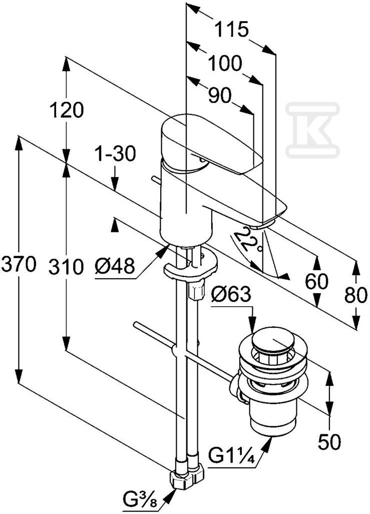 KLUDI PURE & SOLID XS Single lever - 343850575