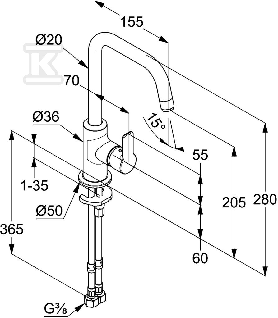 KLUDI PURE & EASY Single lever basin - 370240565