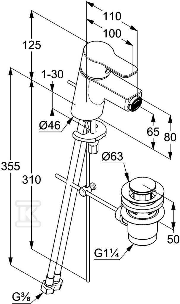 KLUDI PURE & EASY Single lever bidet - 375330565