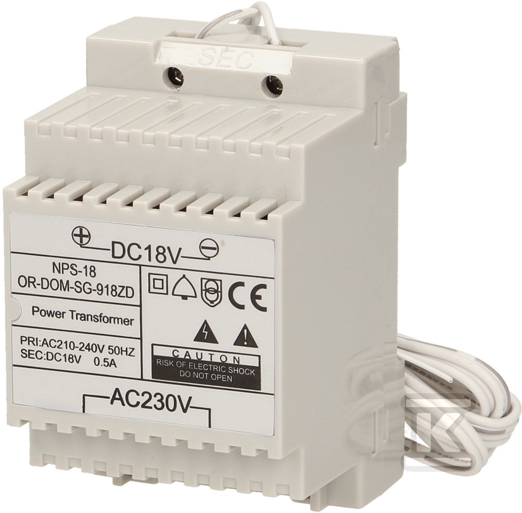 Power supply for a DIN rail DC18V for - OR-DOM-SG-918ZD