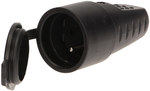 Straight rubber socket with earthing, black