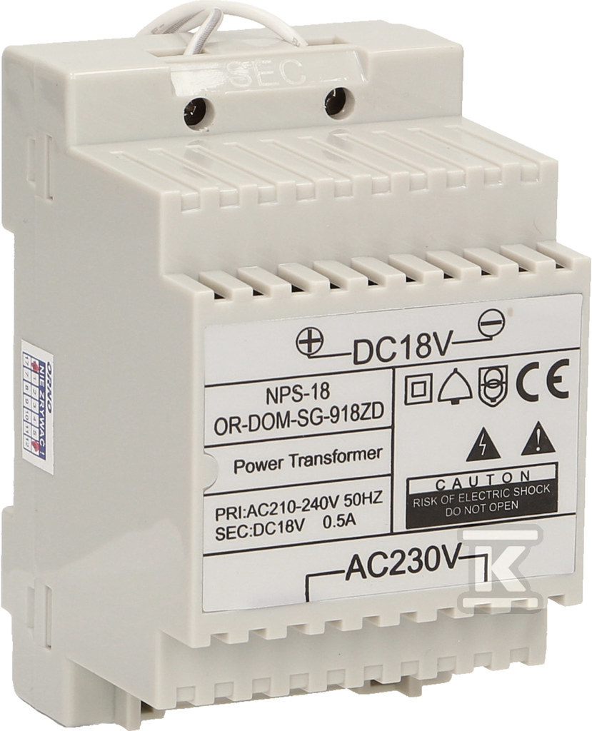 Power supply for a DIN rail DC18V for - OR-DOM-SG-918ZD