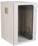 Шафа підвісна 19" 18Ux600x600mm IP 54, суцільні бічні стінки, двері зі склом, зовнішня частина, RAL 7035