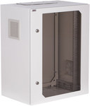 Шафа навісна 19" 22Ux600x600mm IP 54, суцільні бічні стінки, двері зі склом, внутрішні, RAL 7035