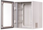 Hanging two-section cabinet, 19 ", 12U, 600x400 IP 54, solid side walls, door with glass, internal, RAL 7035