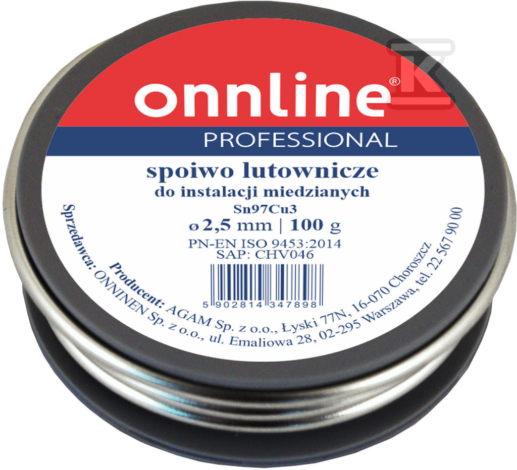 Lipire/Lipire Sn97Cu3 2.5mm 100g - 1030004